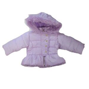 Pistachio faux fur hood coat SIZE 12 MONTHS